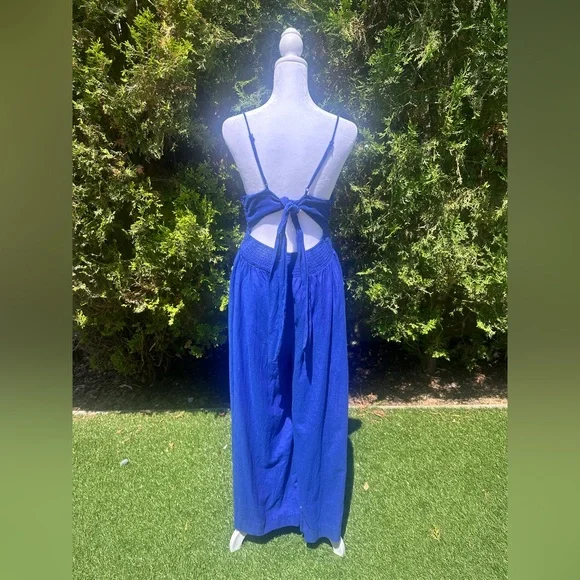 Free People Navy Blue Chiara Halter Jumpsuit/Playsuit with Wide-Leg Design - Picture 3 of 7